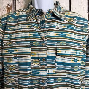 Rank 45 Men XL Western Shirt Teal Western Stretch Rodeo Cowboy 90s Style Retro